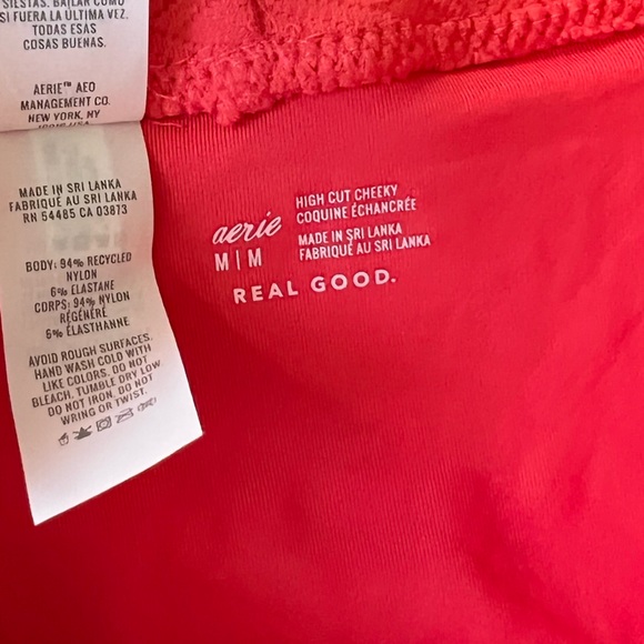 Aerie Coral Textured High Cut High Waisted Cheeky Bikini Swim Bottoms - Picture 5 of 5